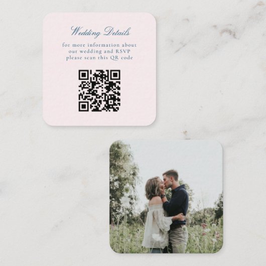 Antieke Rustieke Minimalistische QR Code Trouwdag Informatiekaartje (Voorkant / Achterkant)