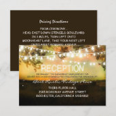 antieke rustieke trouwreceptiekaart met lichten informatiekaartje (Voorkant / Achterkant)