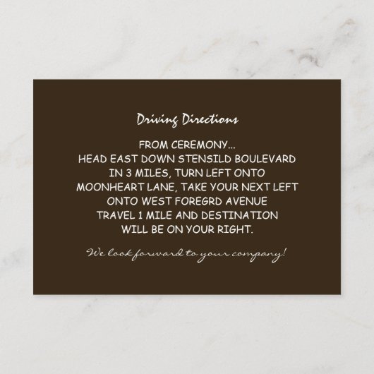 antieke rustieke trouwreceptiekaart met lichten informatiekaartje (Achterkant)