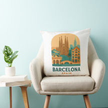 Antieke Sagrada Familia-werpkussen uit Barcelona 