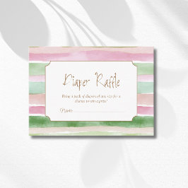 Antieke Salie Perzik Blush Gestreepte Luierraffle Informatiekaartje