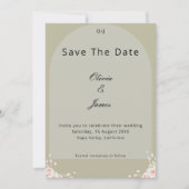 Antieke Saliegroen Gefluisterde Bloemblaadjes Eleg Save The Date (Voorkant)