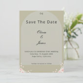 Antieke Saliegroen Gefluisterde Bloemblaadjes Eleg Save The Date (Staand voorkant)