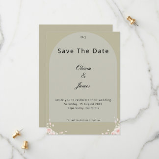 Antieke Saliegroen Gefluisterde Bloemblaadjes Eleg Save The Date
