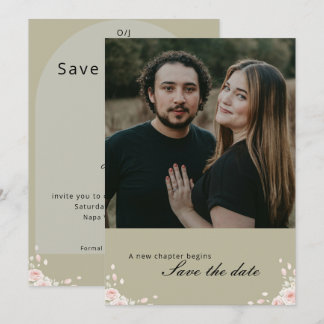 Antieke saliegroene gefluisterde bloemblaadjes Ele Save The Date