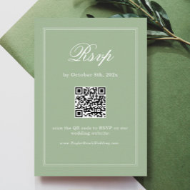 Antieke saliegroene trouw-RSVP Scan Qr Code Informatiekaartje