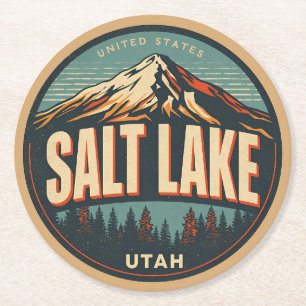 Antieke Salt Lake City Ski natuur Utah skigerei ca Ronde Kartonnen Onderzetter