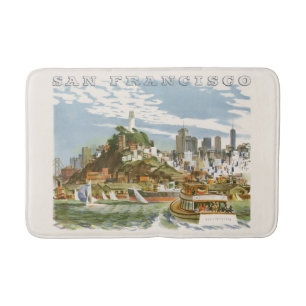 Antieke San Francisco Bay Reisposter Ferryboot Badmat