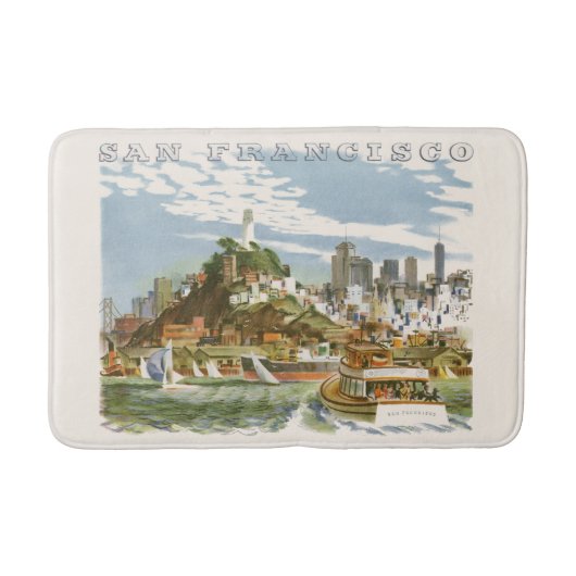 Antieke San Francisco Bay Reisposter Ferryboot Badmat (Voorkant)
