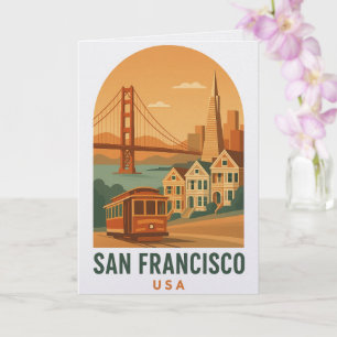 Antieke San Francisco-reisposter-prentbriefkaart Kaart