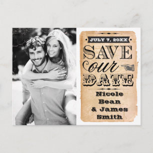 Antieke SAVE OUR DATE Huwelijksfotokaart Aankondigingskaart