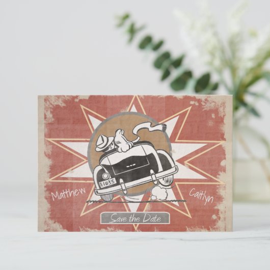 Antieke Save the Date Landelijke Typografie Kaart (Staand voorkant)