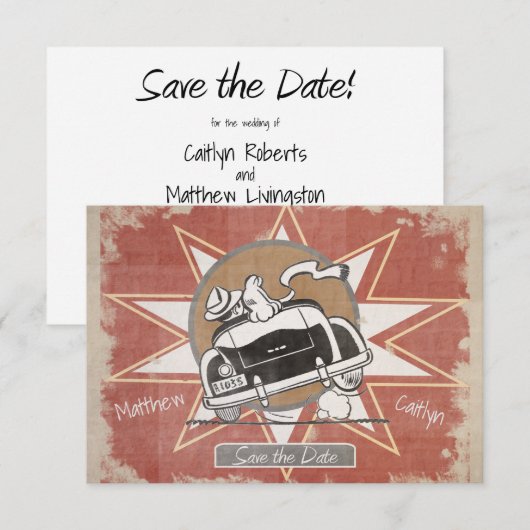 Antieke Save the Date Landelijke Typografie Kaart (Voorkant / Achterkant)