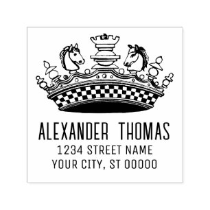 Antieke Schaakstukken Kroon Naam Adres Zelfinktende Stempel