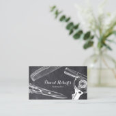 Antieke Schaar Kam Föhn Kapper Donker Visitekaartje (Staand voorkant)