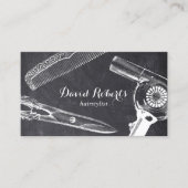 Antieke Schaar Kam Föhn Kapper Donker Visitekaartje (Voorkant)