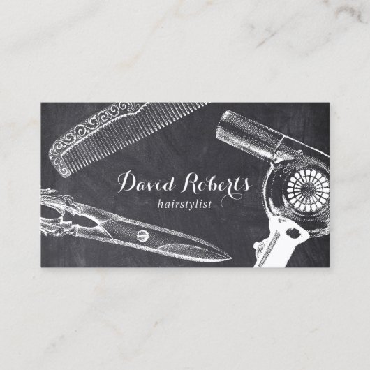 Antieke Schaar Kam Föhn Kapper Donker Visitekaartje (Voorkant)