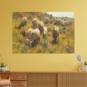 Antieke schapenweide Vintage boerderij landelijk Canvas Afdruk