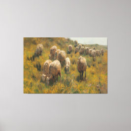 Antieke schapenweide Vintage boerderij landelijk  Canvas Afdruk
