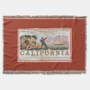 Antieke scheepsadvertentie voor Californië Deken