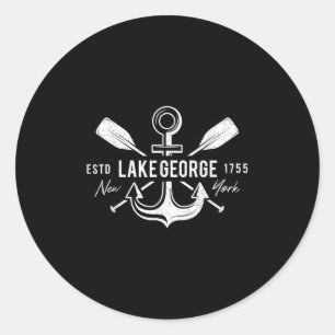 Antieke scheepsanker gekruiste roeispanen Lake Geo Ronde Sticker