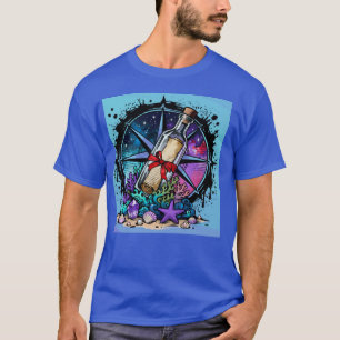 Antieke scheepsboodschap in een fles Kompas  T-shirt