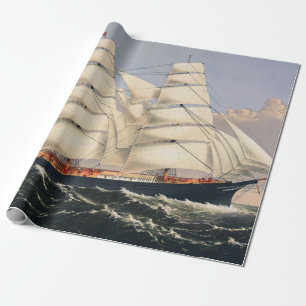 Antieke Scheepsvaart Zeilschip Currier & Ives Cadeaupapier