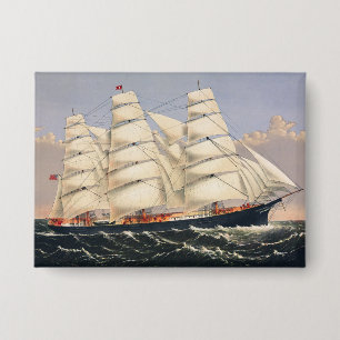 Antieke scheepvaart Zeilschip Currier & Ives Button