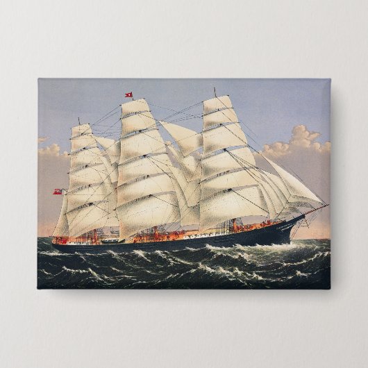 Antieke scheepvaart Zeilschip Currier & Ives Button (Voorkant)