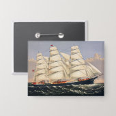 Antieke scheepvaart Zeilschip Currier & Ives Button (Voorkant / Achterkant)