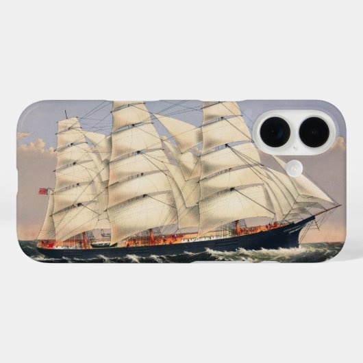 Antieke Scheepvaart Zeilschip Currier & Ives Case-Mate iPhone Case (Achterkant (horizontaal))
