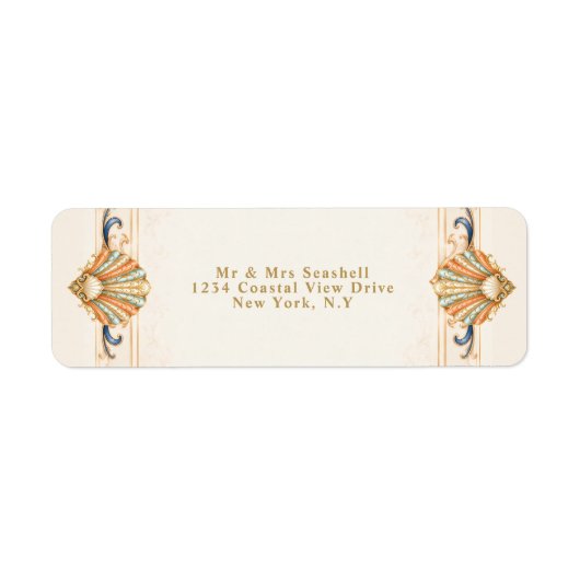 Antieke schelp bruiloft RSVP koraalblauw Etiket (Voorkant)