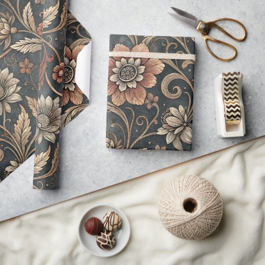 Antieke schemeringstuin damast cadeaupapier (Crafts)