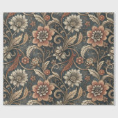 Antieke schemeringstuin damast cadeaupapier (Vlak)
