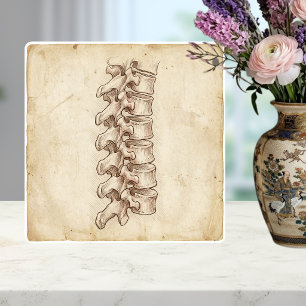 Antieke Schets van de Anatomie van de Wervelkolom Tegeltje