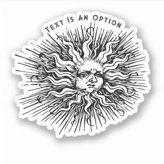 Antieke schets van mystieke zon sticker (Voorkant)