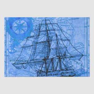 Antieke schip en kaart tissuepapier