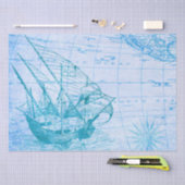 Antieke schip en kaart tissuepapier (Craft)
