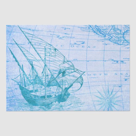Antieke schip en kaart tissuepapier (Voorkant)