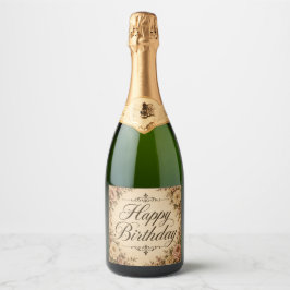 antieke schrijf verjaardag champagne fles label sparkling wijnetiket