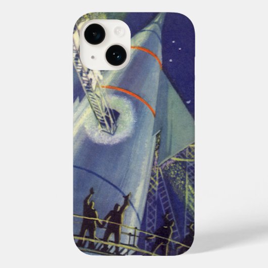 Antieke Sciencefiction Astronauten op Raketschip Case-Mate iPhone Case (Achterkant)