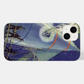 Antieke Sciencefiction Astronauten op Raketschip Case-Mate iPhone Case (Achterkant (horizontaal))