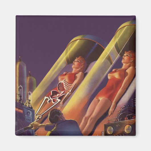 Antieke Sciencefiction, wetenschappers in het lab Magneet (Voorkant)
