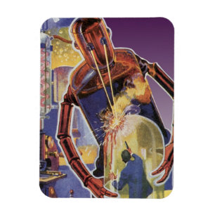 Antieke Sciencefictionrobot met Laserstraalogen Magneet
