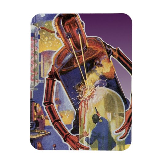 Antieke Sciencefictionrobot met Laserstraalogen Magneet (Verticaal)