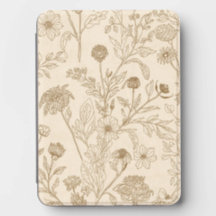 Antieke Sepia Botanische Lijnkunst Bloempatroon