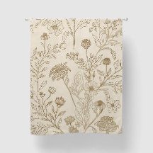 Antieke Sepia Botanische Lijnkunst Bloempatroon
