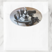 Antieke Sextant Ovale Sticker (Tas)