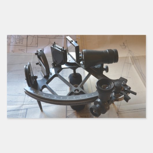 Antieke Sextant Rechthoekige Sticker (Voorkant)