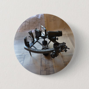 Antieke Sextant Ronde Button 5,7 Cm